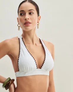 White Contrast X Cross Triangle Bikini Set