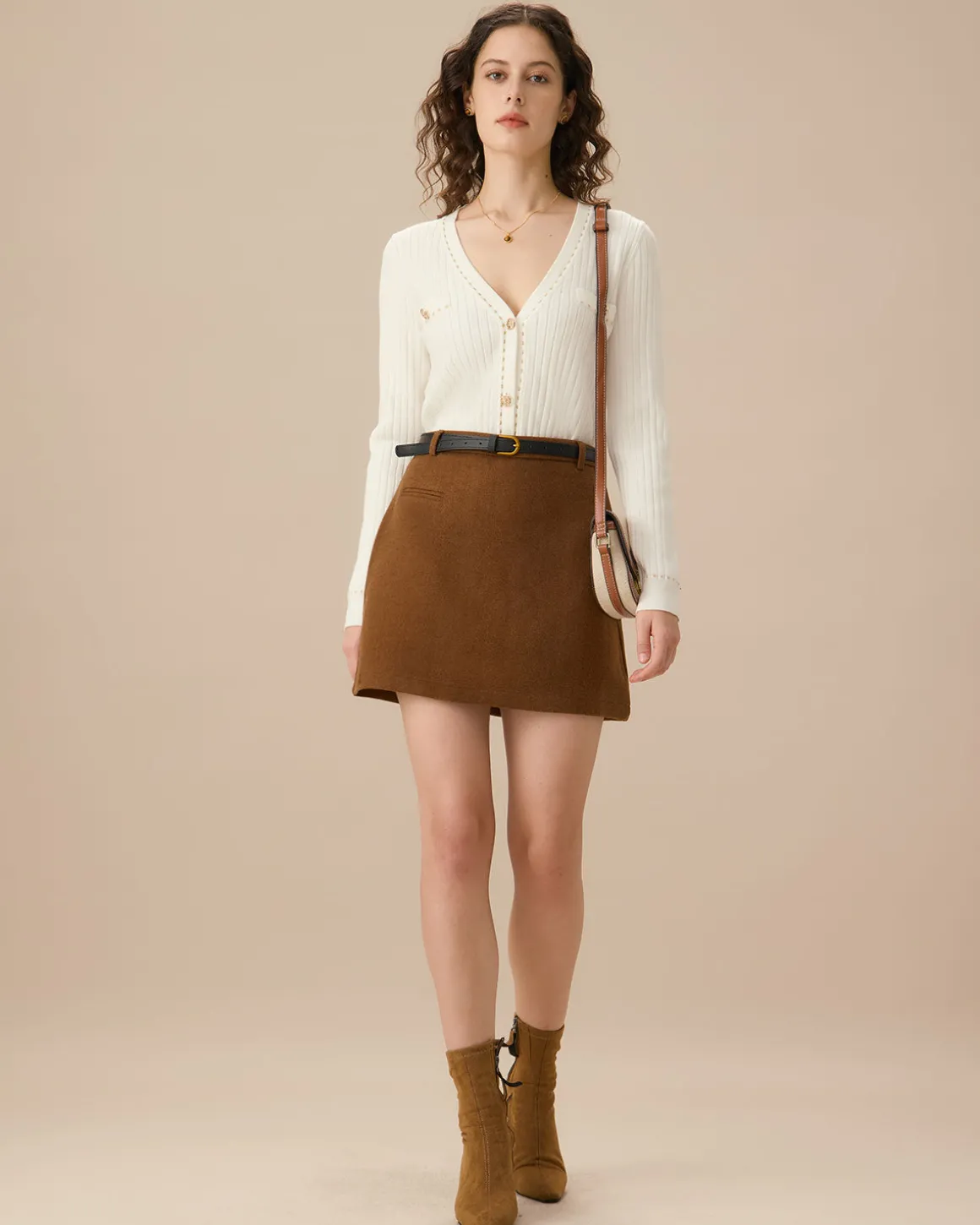 White Contrasting Single-Breasted Cardigan