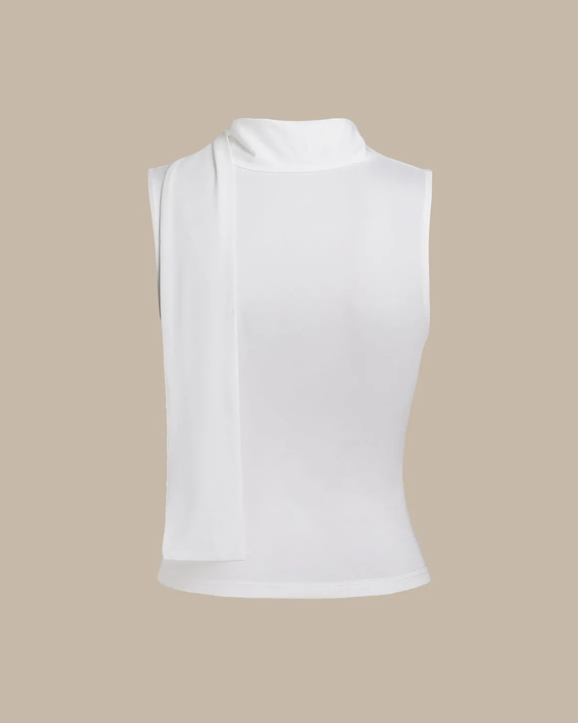 White Cowl Neck Ruched Tank Top