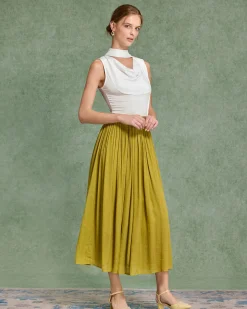 White Cowl Neck Ruched Tank Top