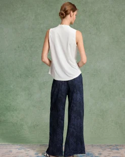 White Cowl Neck Tank Top