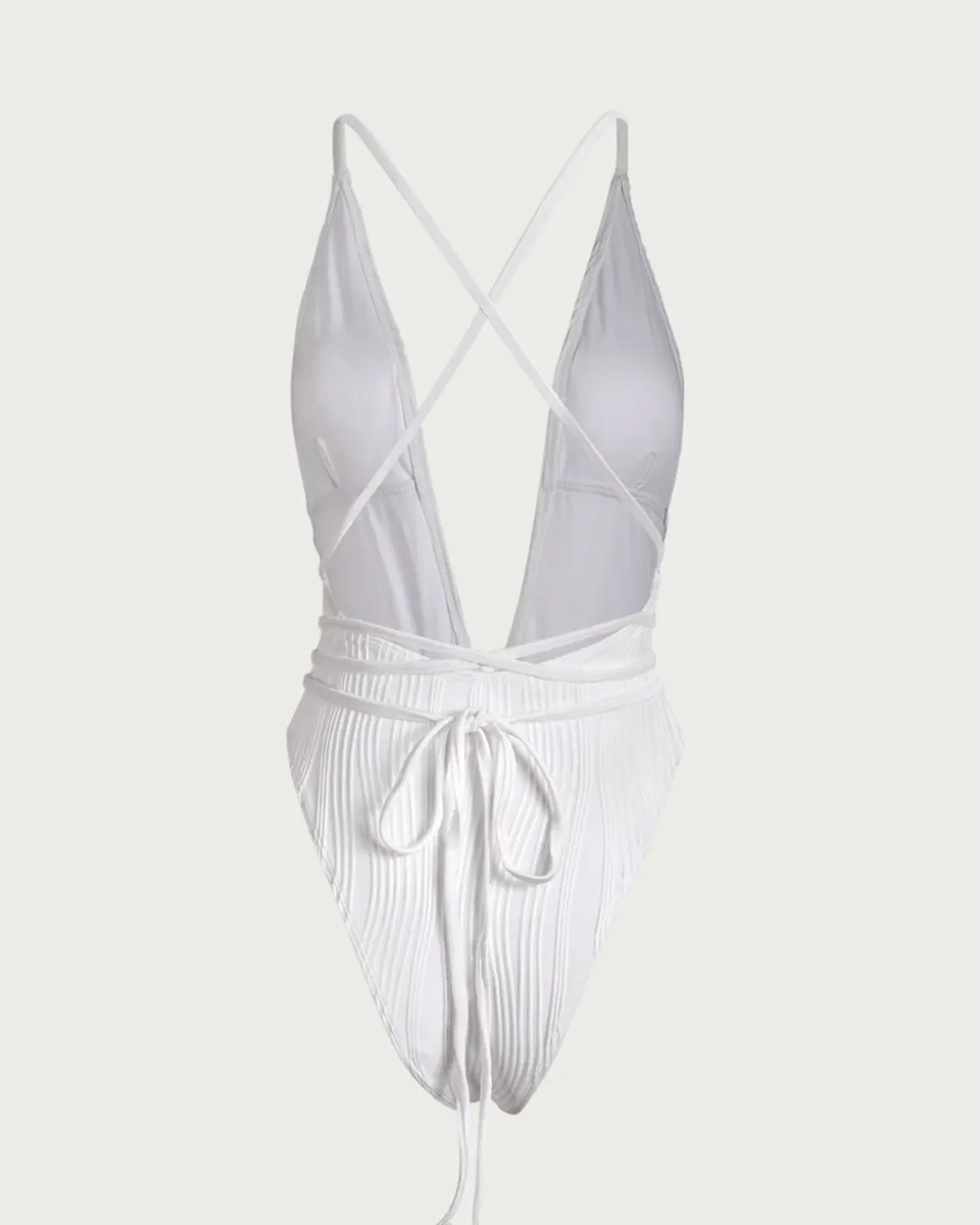 White Criss-Cross One-Piece Swimsuit
