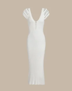 White Crochet Bodycon Sweater Dress