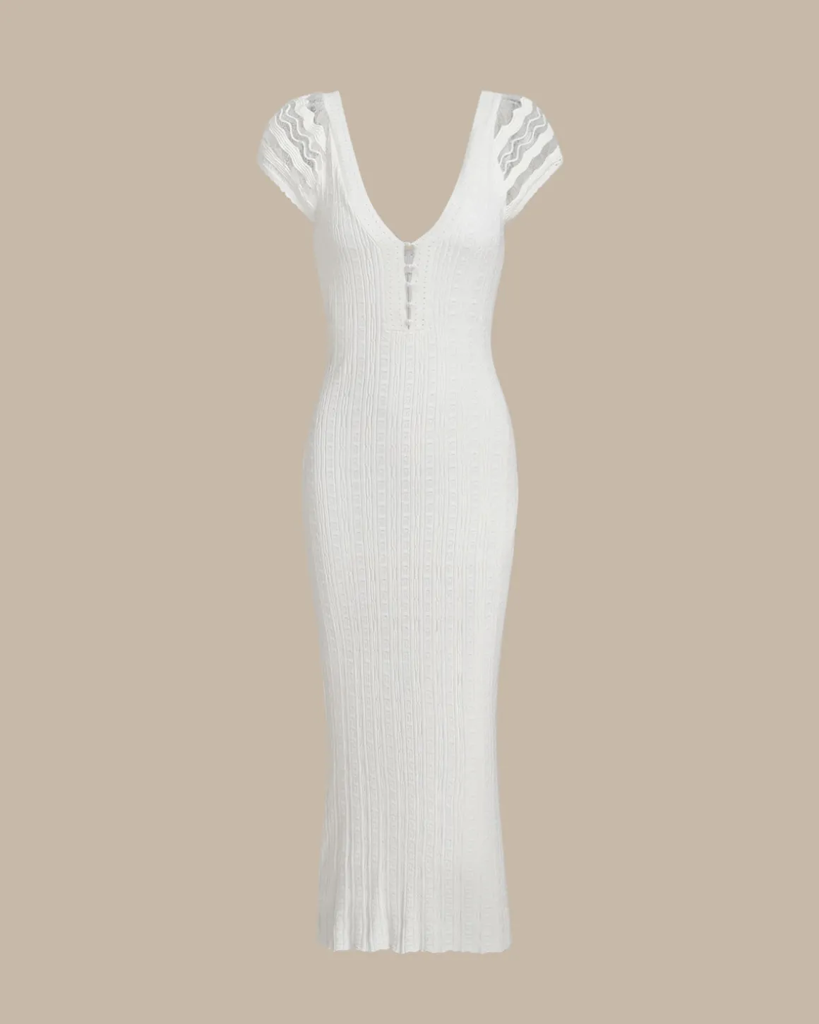 White Crochet Bodycon Sweater Dress