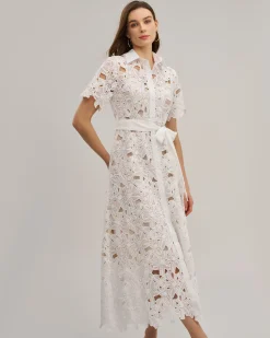 White Cut Out Button Maxi Dress