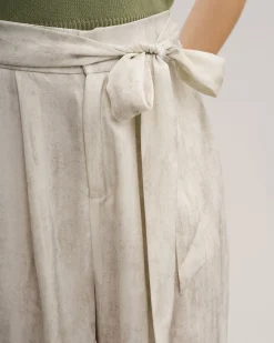 White Elastic Waist Wide Leg Pants