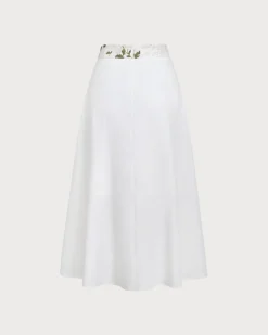 White Floral Midi Skirt