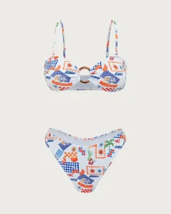 White Floral O-Ring Bikini Set