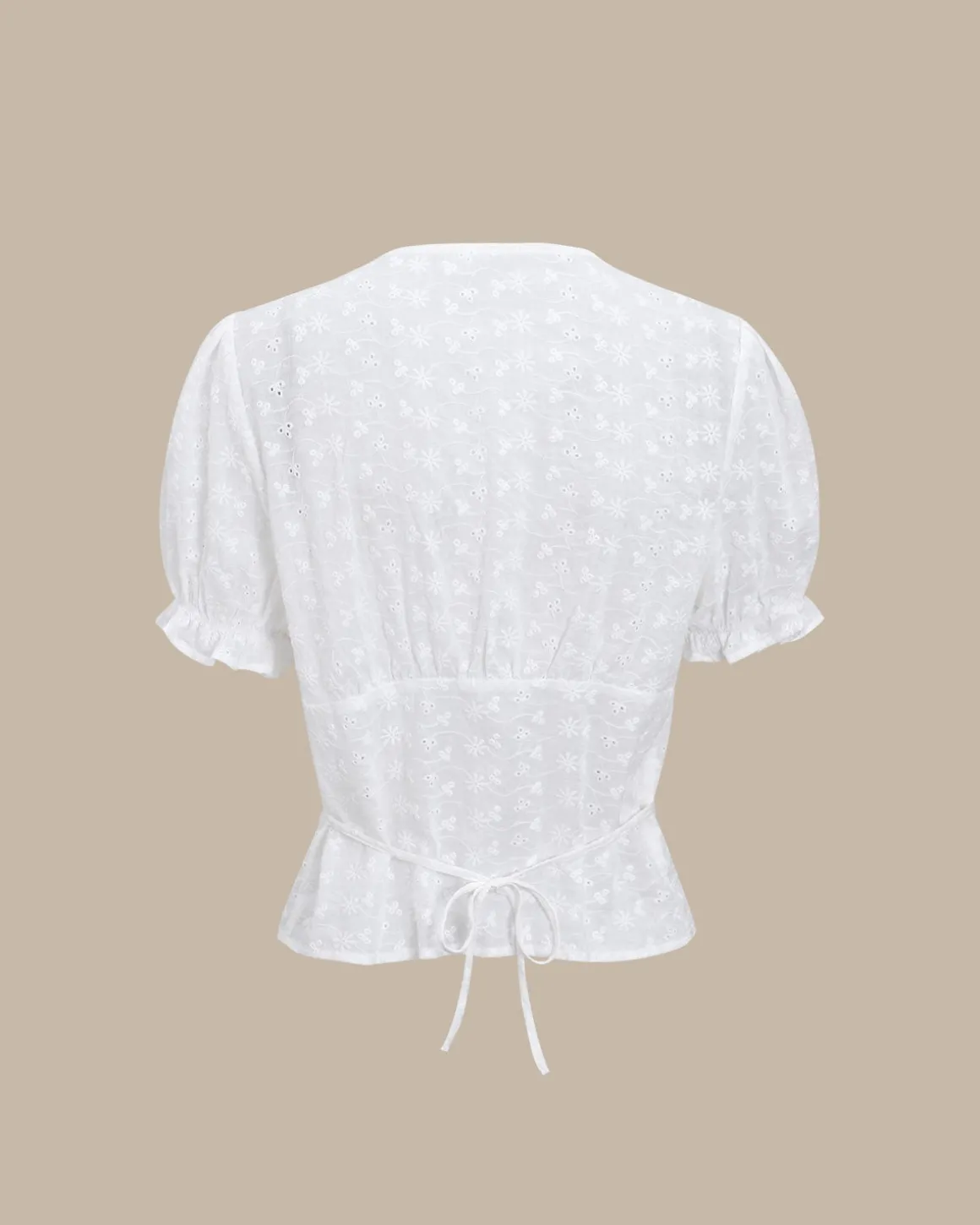 White Floral Puffed Sleeve Blouse