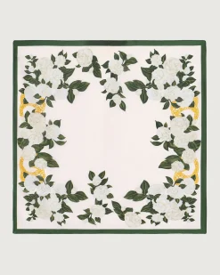 White Floral Satin Scarve