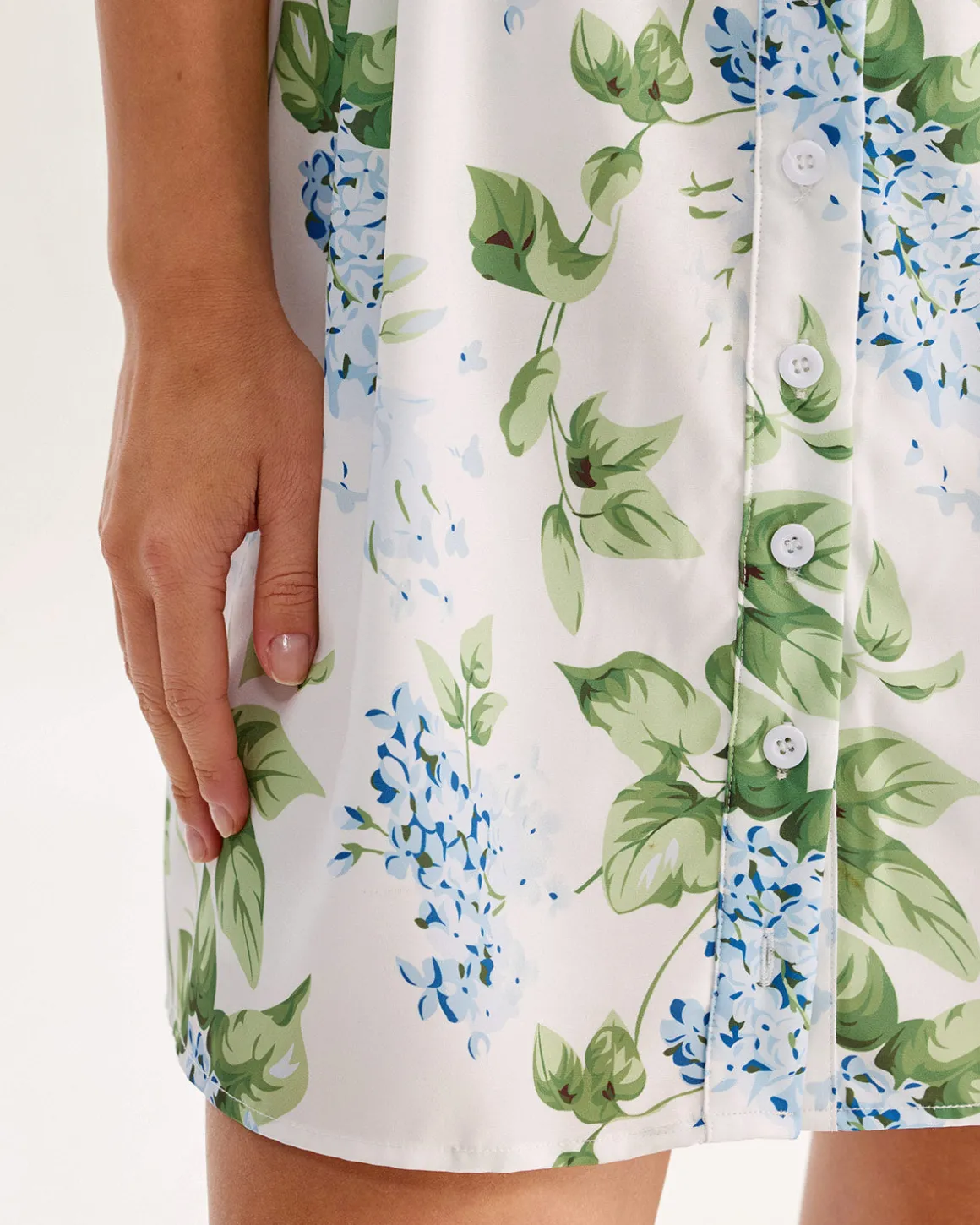 White Floral Square Neck Mini Dress