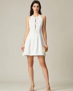White Halter Backless Mini Dress
