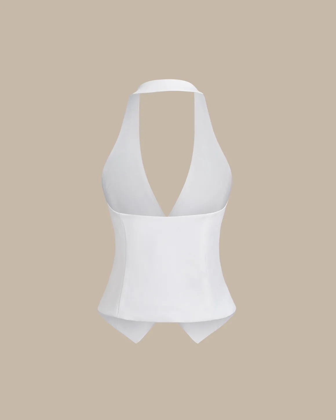 White Halter Button Vest