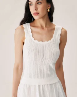 White Hollow Slim Tank Top