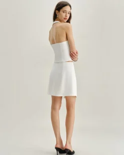 White Irregular Mini Skirt