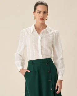 White Jacquard Button-Up Shirt