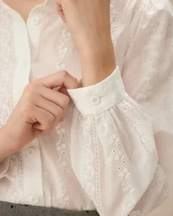 White Jacquard Button-Up Shirt