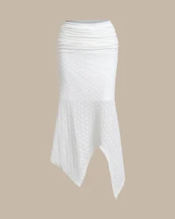 White Jacquard Mermaid Midi Skirt
