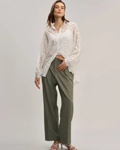 White Jacquard See Through Shirt