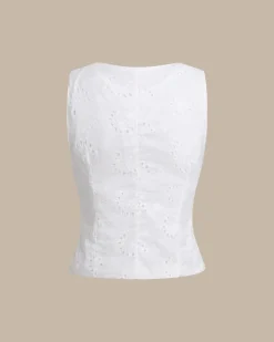 White Jacquard Single Breasted Vest