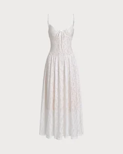 White Jacquard Slip Maxi Dress