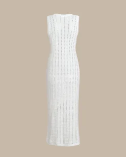 White Knit Bodycon Sleeveless Maxi Dress