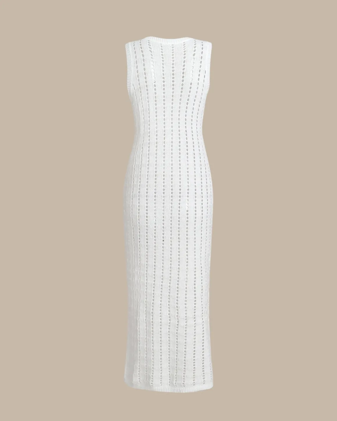 White Knit Bodycon Sleeveless Maxi Dress