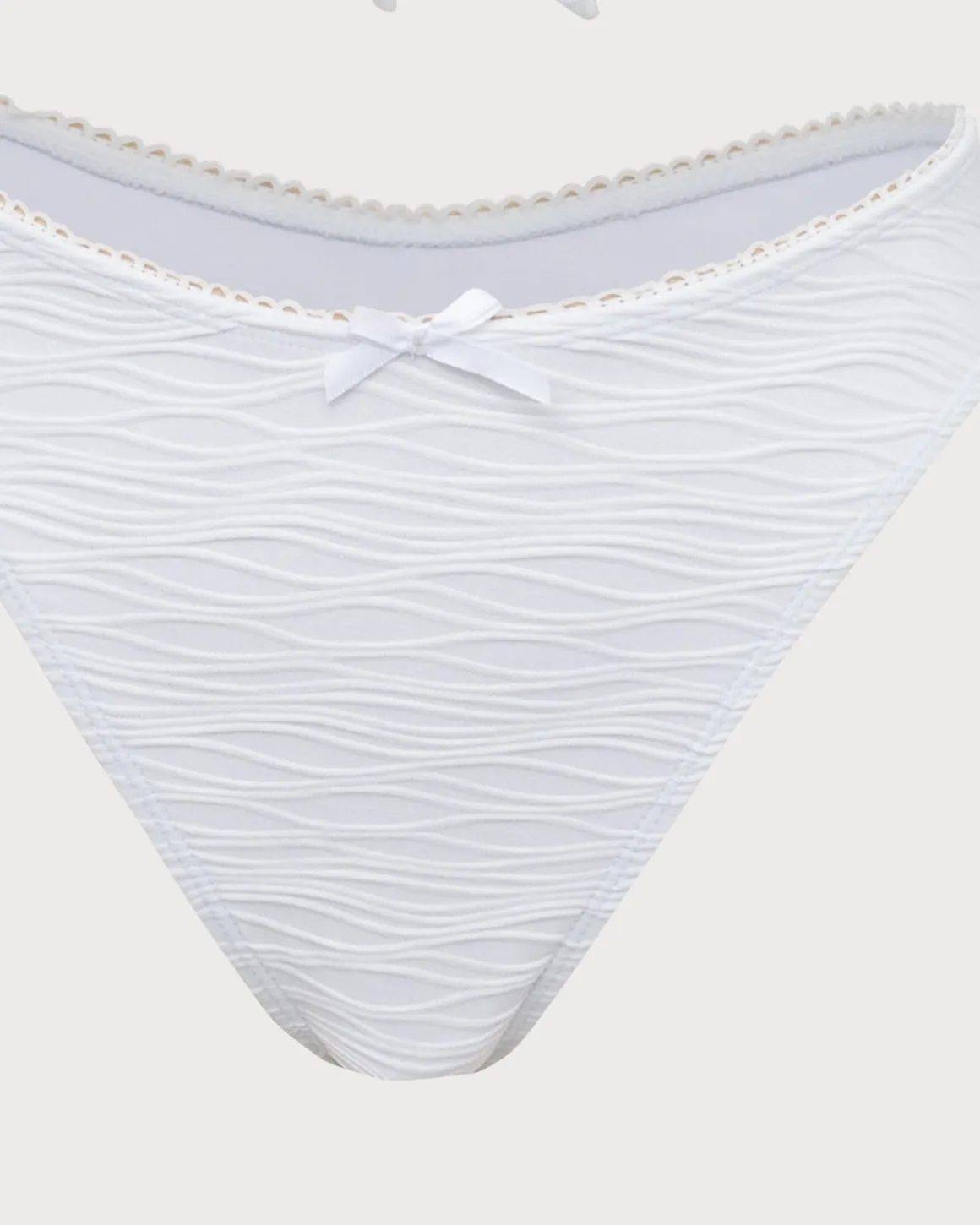 White Knitted Wave Textured Bikini Set