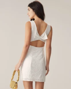 White Lace Backless Mini Dress
