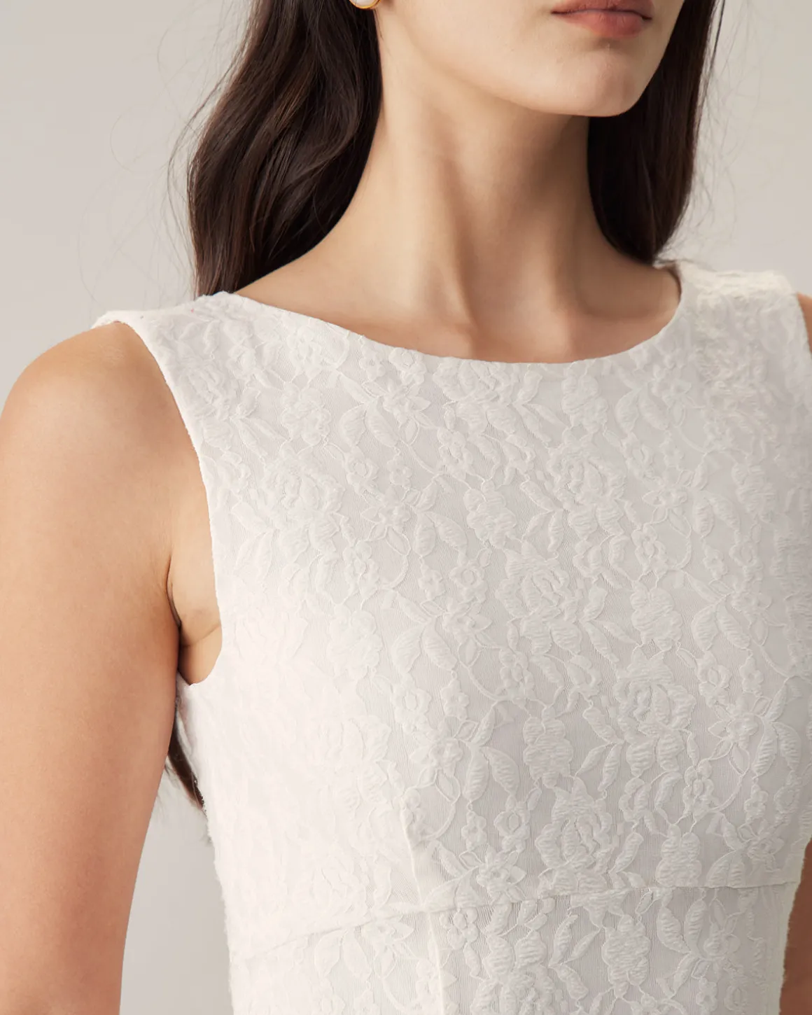 White Lace Backless Mini Dress