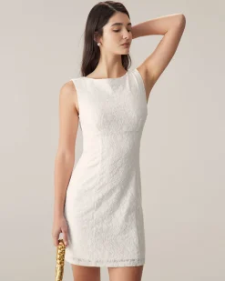 White Lace Backless Mini Dress