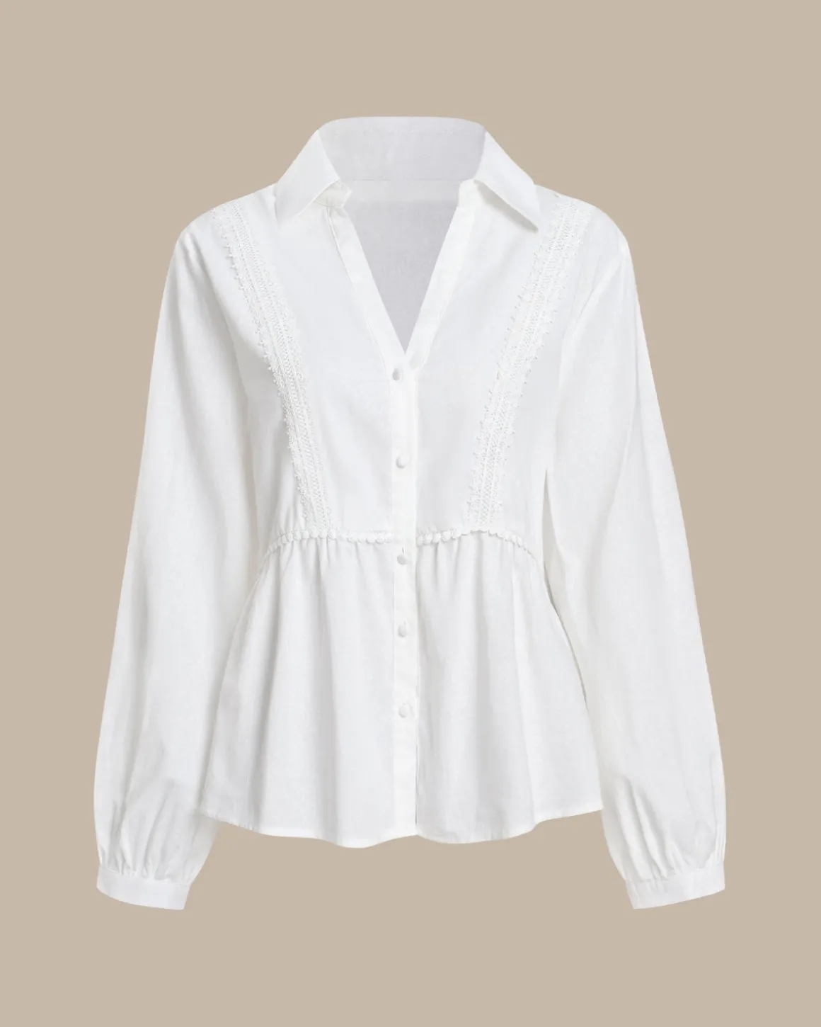White Lace Pleated Shirt