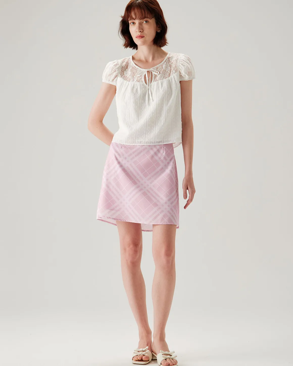 White Lace Puffed Sleeve Tee