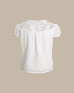 White Lace Puffed Sleeve Tee