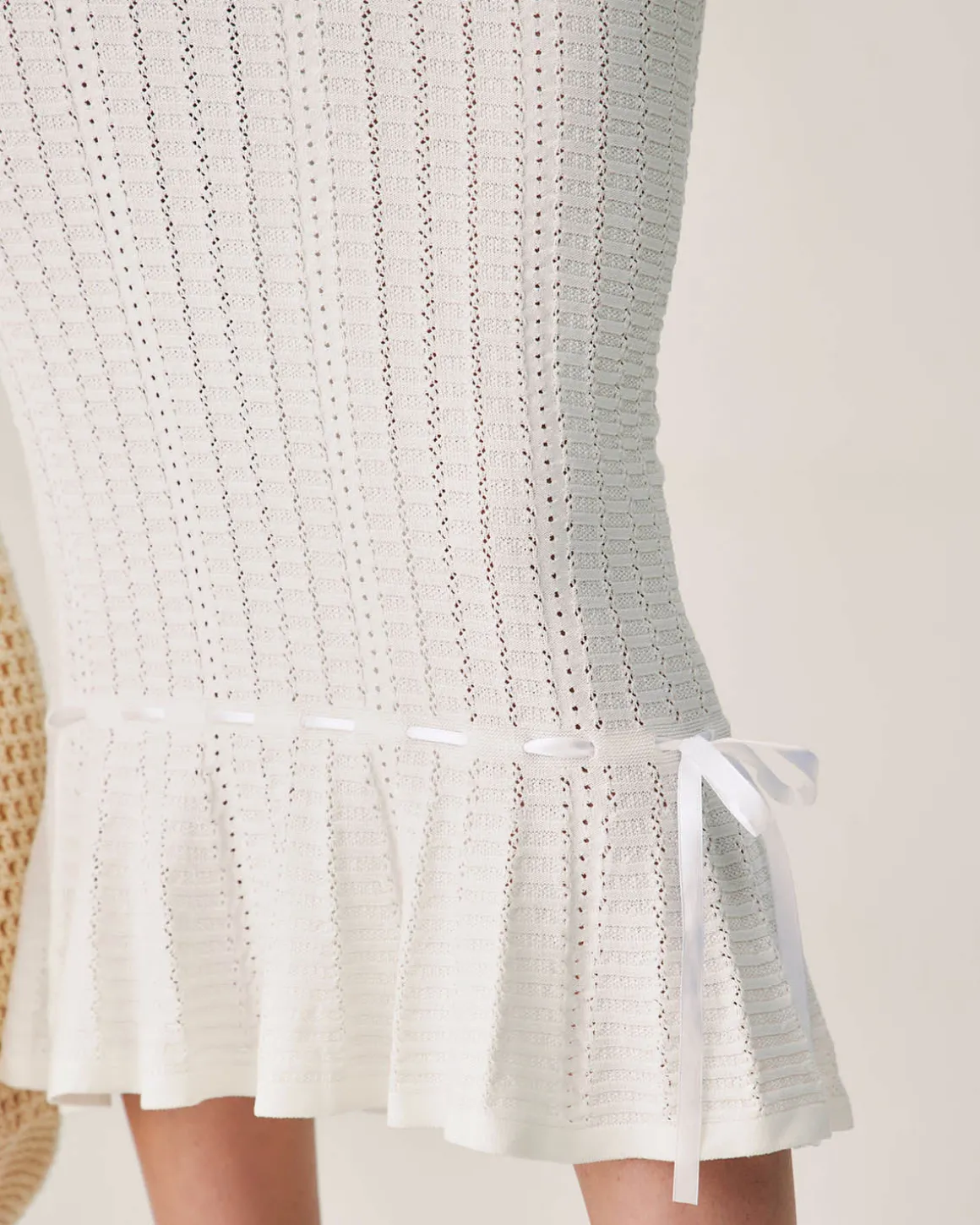 White Mermaid Knit Maxi Dress