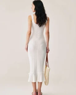 White Mermaid Knit Maxi Dress