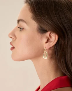 White Overlapping Geometric Earrings