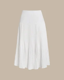 White Pleated Midi Skirt