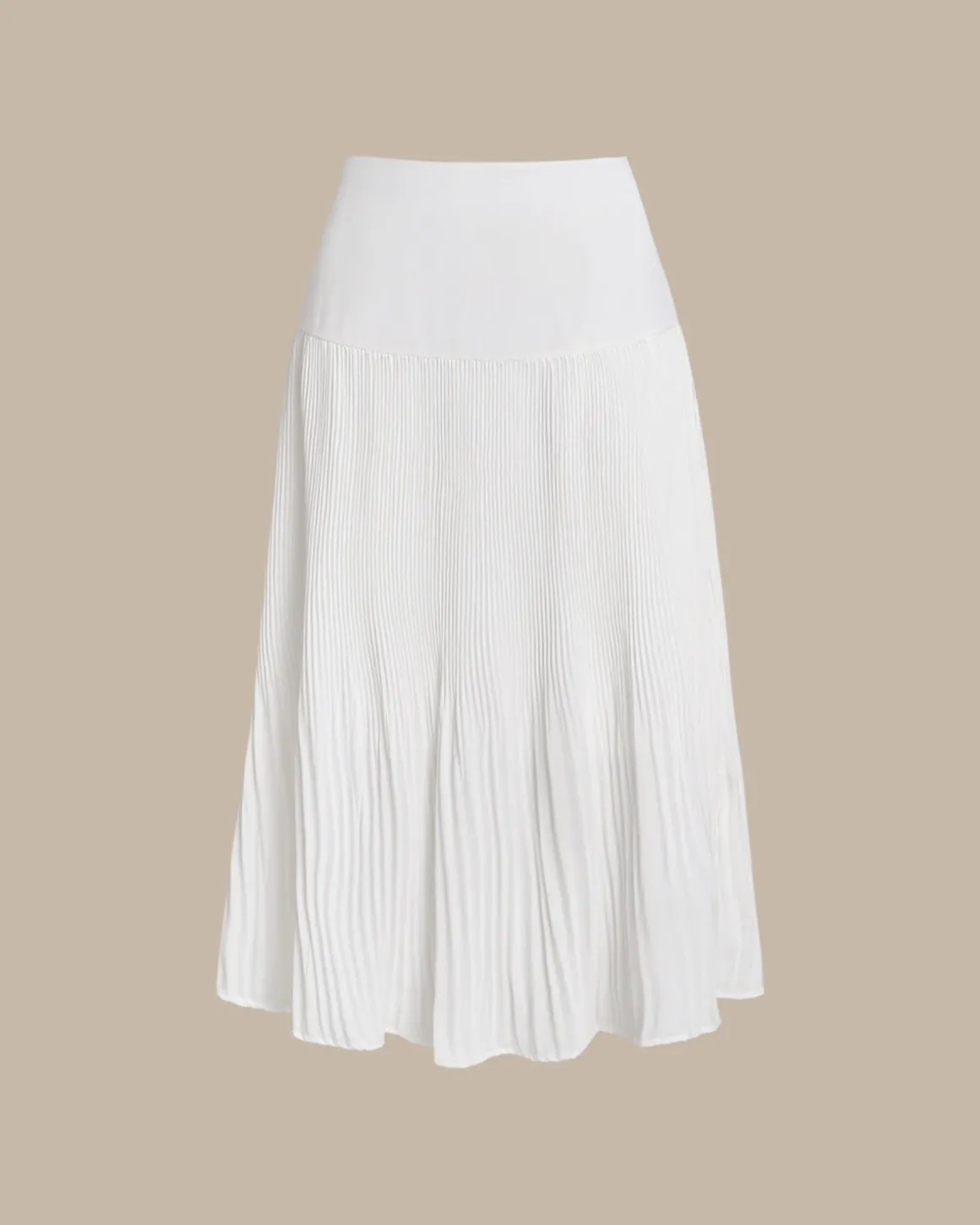 White Pleated Midi Skirt