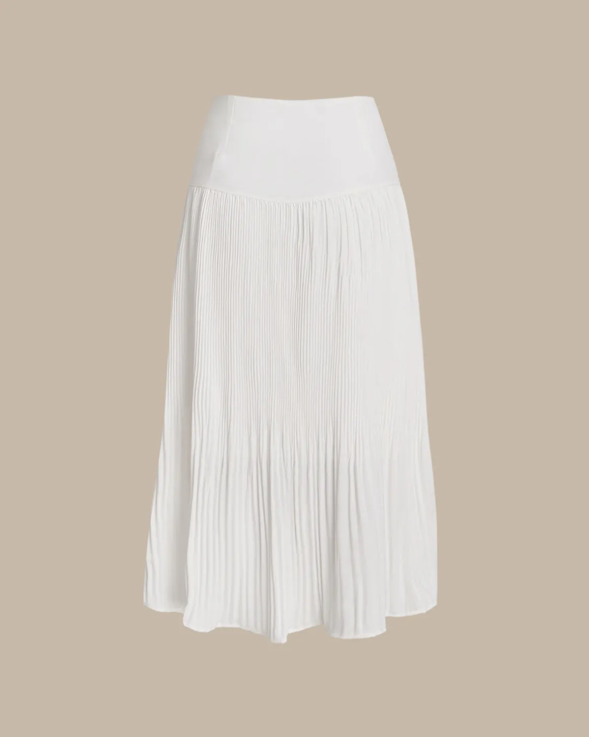 White Pleated Midi Skirt
