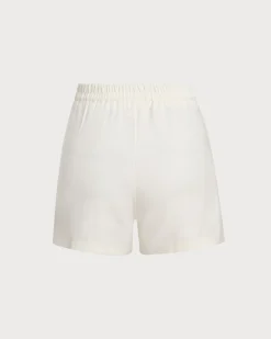 White Pleated Pocket Shorts
