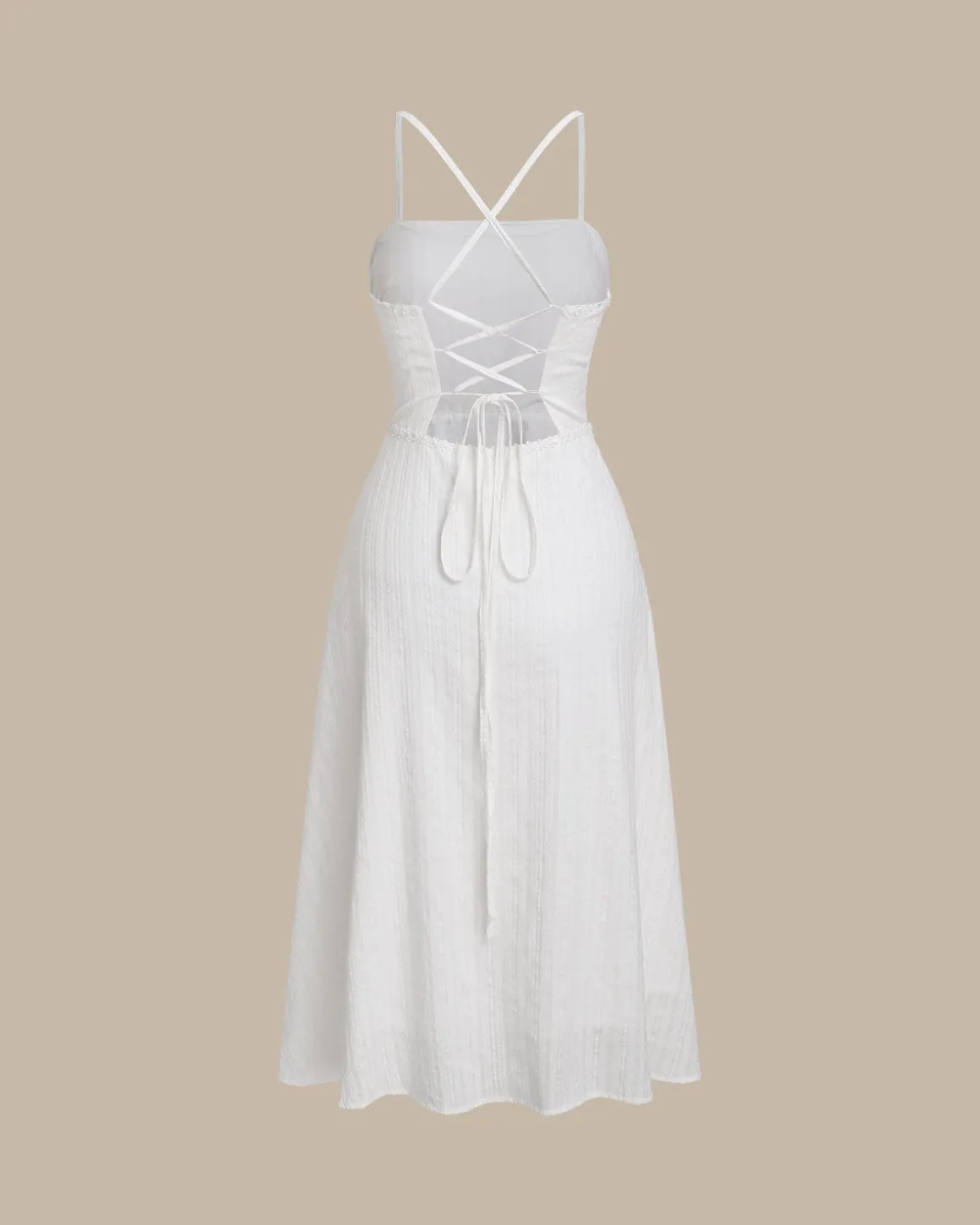 White Pocket A-Line Slip Midi Dress