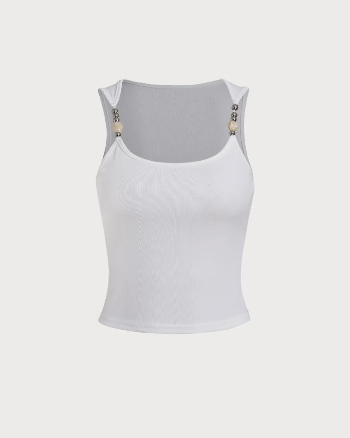 White Ribbed Knit Tank Top