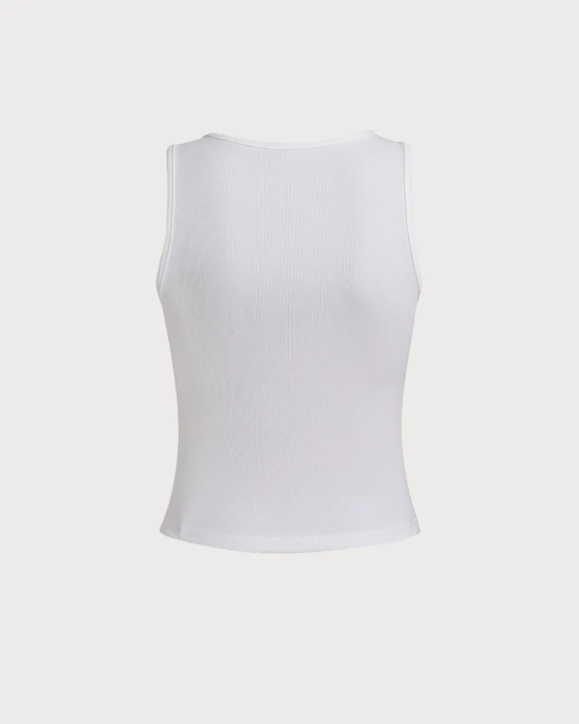 White Ribbed Knit Tank Top
