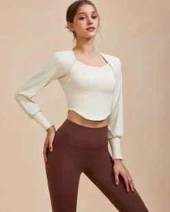 White Round Neck Long Sleeve Top