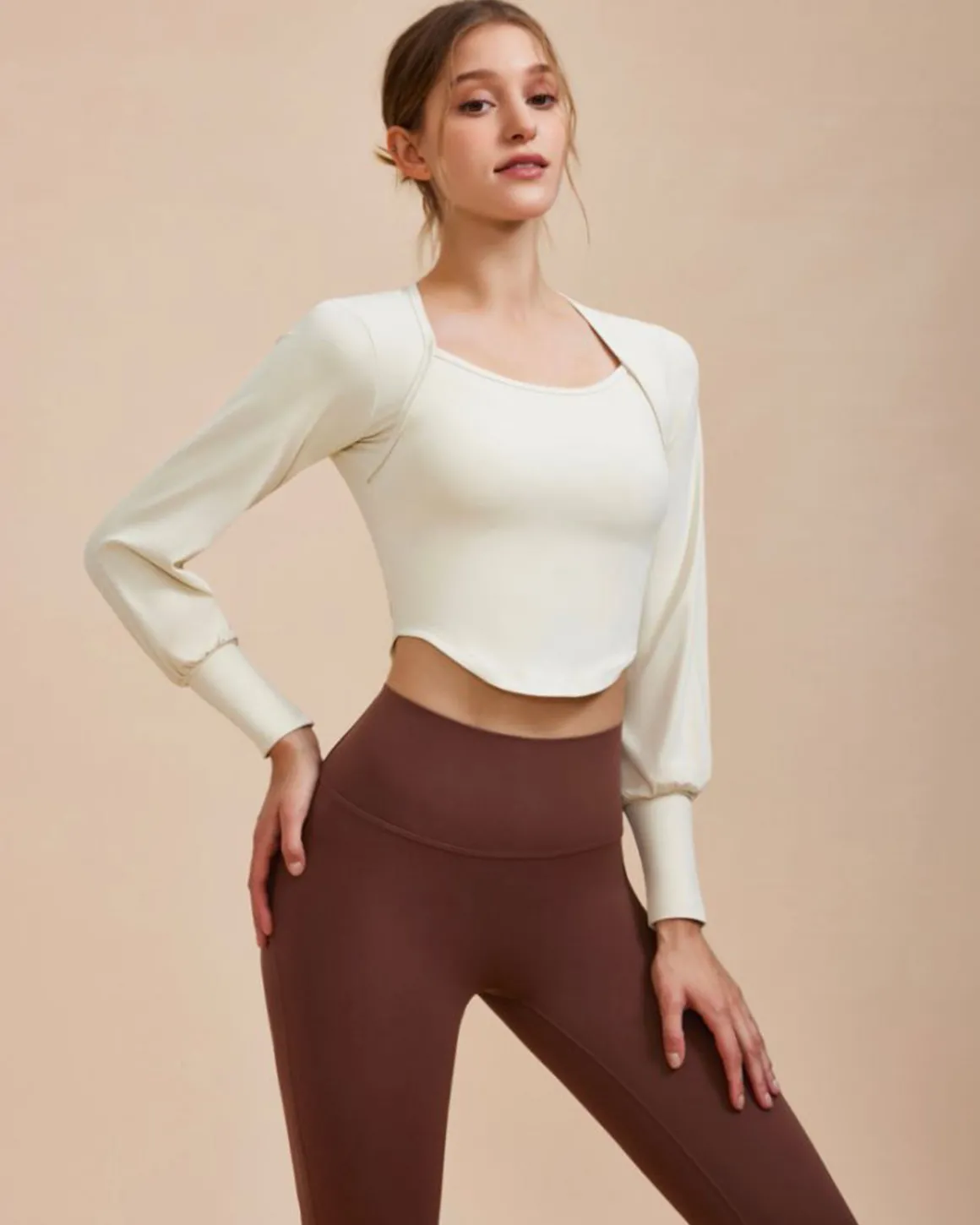 White Round Neck Long Sleeve Top