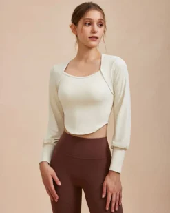 White Round Neck Long Sleeve Top