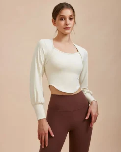 White Round Neck Long Sleeve Top
