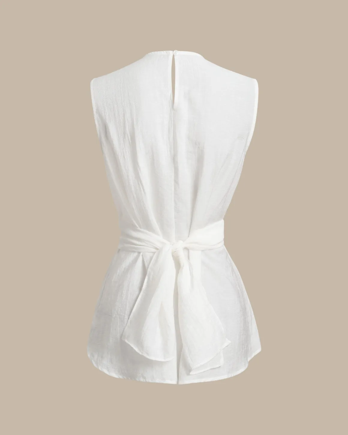 White Round Neck Tie-back Tank Top