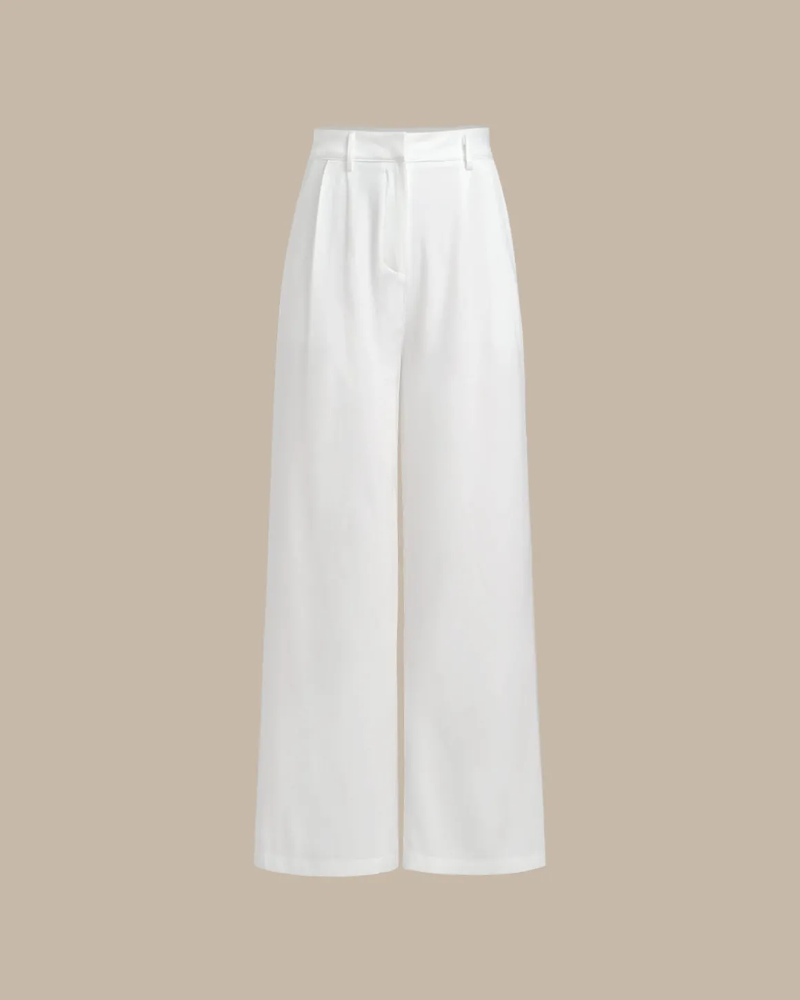 White Ruched Straight Pants